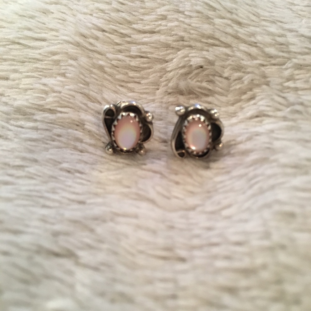 sterling silver studs with semi precious stone